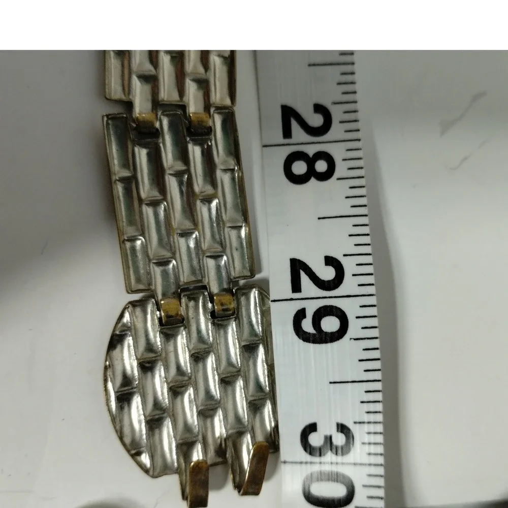 Vintage‎ Silver Tone Brick Link Metal Chain Belt Double Hook Closure 29.5 Inch